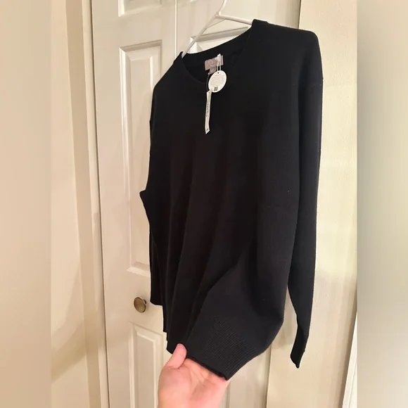NWT J. Crew $178 100% Cashmere Oversized Crewneck Sweater Black XS (Fits S/M) - Picture 11 of 11